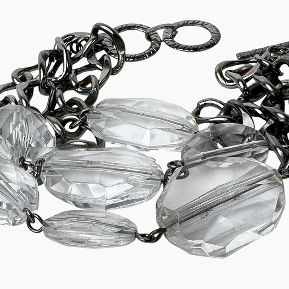 Cookie Lee Bracelets Lot 2 Clear Faceted Beads Natural Stones Dangle Multi Chain - Picture 5 of 9